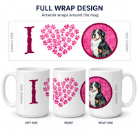 Pink Bernese Mountain Dog Ceramic Coffee Mug 15 oz Decorative Large C Handle Mug Cup for Tea, Cocoa Hot Chocolate