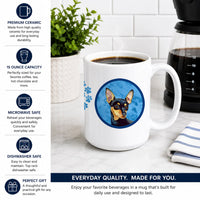 Blue Min Pin Ceramic Coffee Mug 15 oz Decorative Large C Handle Mug Cup for Tea, Cocoa Hot Chocolate