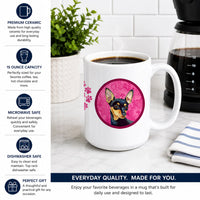 Pink Min Pin Ceramic Coffee Mug 15 oz Decorative Large C Handle Mug Cup for Tea, Cocoa Hot Chocolate