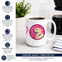 Pink Labrador Ceramic Coffee Mug 15 oz Decorative Large C Handle Mug Cup for Tea, Cocoa Hot Chocolate