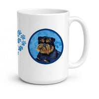Blue Brussels Griffon Ceramic Coffee Mug 15 oz Decorative Large C Handle Mug Cup for Tea, Cocoa Hot Chocolate
