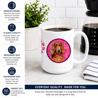 Pink Irish Setter Ceramic Coffee Mug 15 oz Decorative Large C Handle Mug Cup for Tea, Cocoa Hot Chocolate