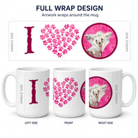 Pink Chinese Crested Ceramic Coffee Mug 15 oz Decorative Large C Handle Mug Cup for Tea, Cocoa Hot Chocolate