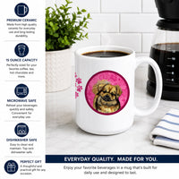 Pink Tibetan Spaniel Ceramic Coffee Mug 15 oz Decorative Large C Handle Mug Cup for Tea, Cocoa Hot Chocolate