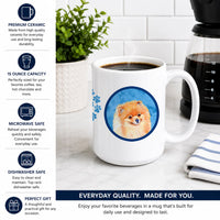 Blue Pomeranian Ceramic Coffee Mug 15 oz Decorative Large C Handle Mug Cup for Tea, Cocoa Hot Chocolate
