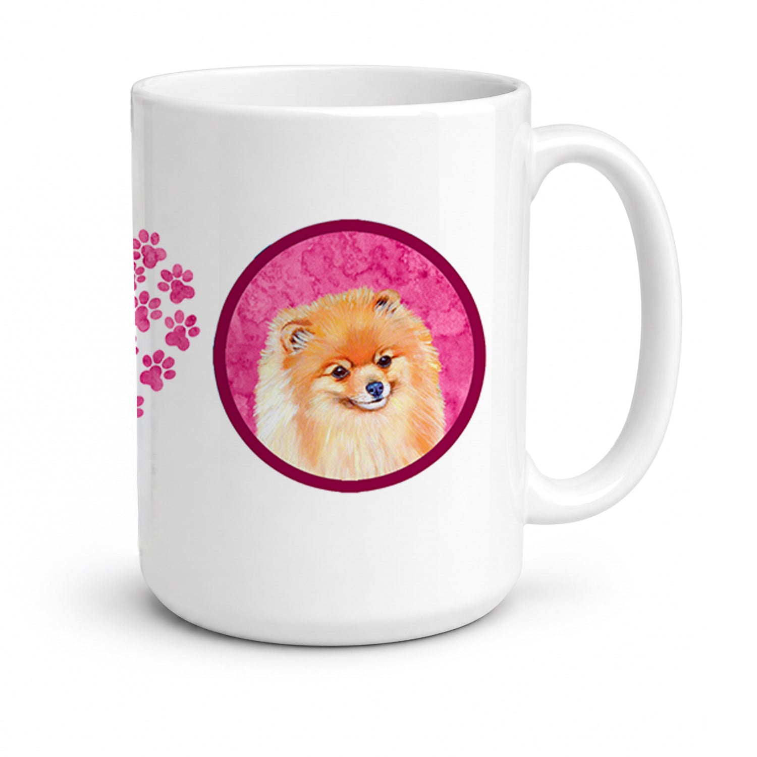 Pink Pomeranian Ceramic Coffee Mug 15 oz Decorative Large C Handle Mug Cup for Tea, Cocoa Hot Chocolate