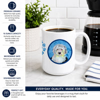 Blue Old English Sheepdog Ceramic Coffee Mug 15 oz Decorative Large C Handle Mug Cup for Tea, Cocoa Hot Chocolate