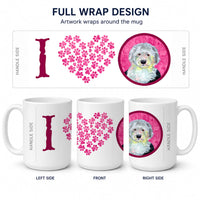 Pink Old English Sheepdog Ceramic Coffee Mug 15 oz Decorative Large C Handle Mug Cup for Tea, Cocoa Hot Chocolate