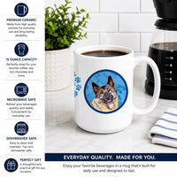 Blue Norwegian Elkhound Ceramic Coffee Mug 15 oz Decorative Large C Handle Mug Cup for Tea, Cocoa Hot Chocolate