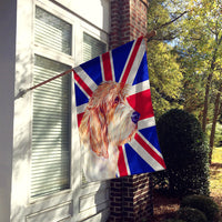 Petit Basset Griffon Vendeen PBGV with English Union Jack British Flag House Flag 28x40 Porch Sleeve Pole Decorative Outside Yard Banner Artwork Wall Hanging, Polyester