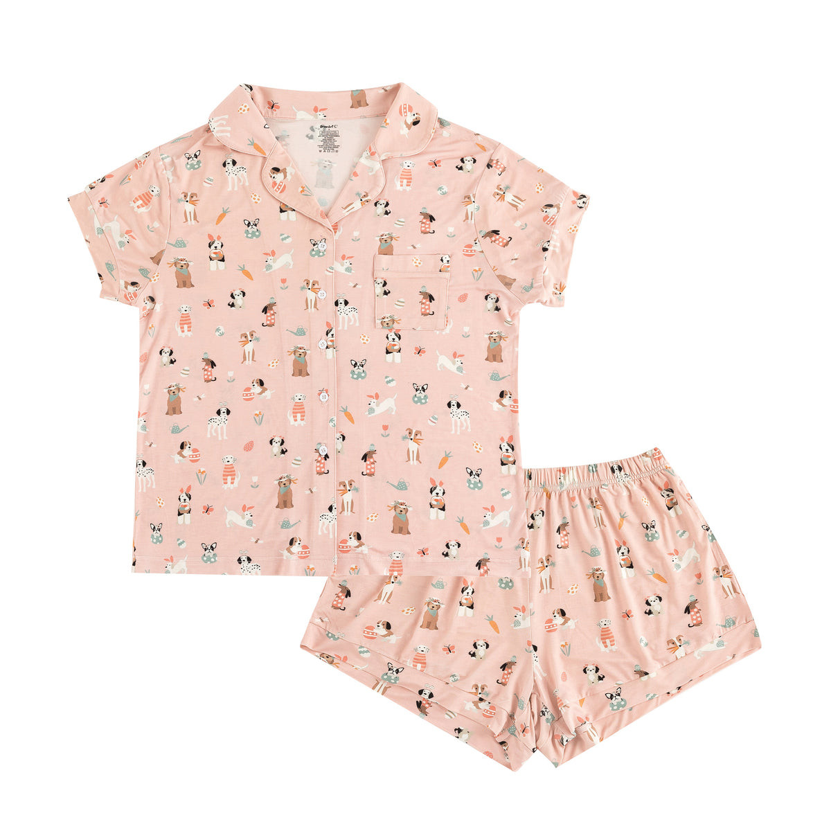Puppy Egg Hunt (Women's Short Sleeve PJ) - Pink - BIG FRENCHIES