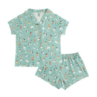 Puppy Egg Hunt (Women's Short Sleeve PJ) - Aquamarine - BIG FRENCHIES