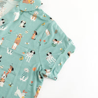 Puppy Egg Hunt (Women's Short Sleeve PJ) - Aquamarine - BIG FRENCHIES