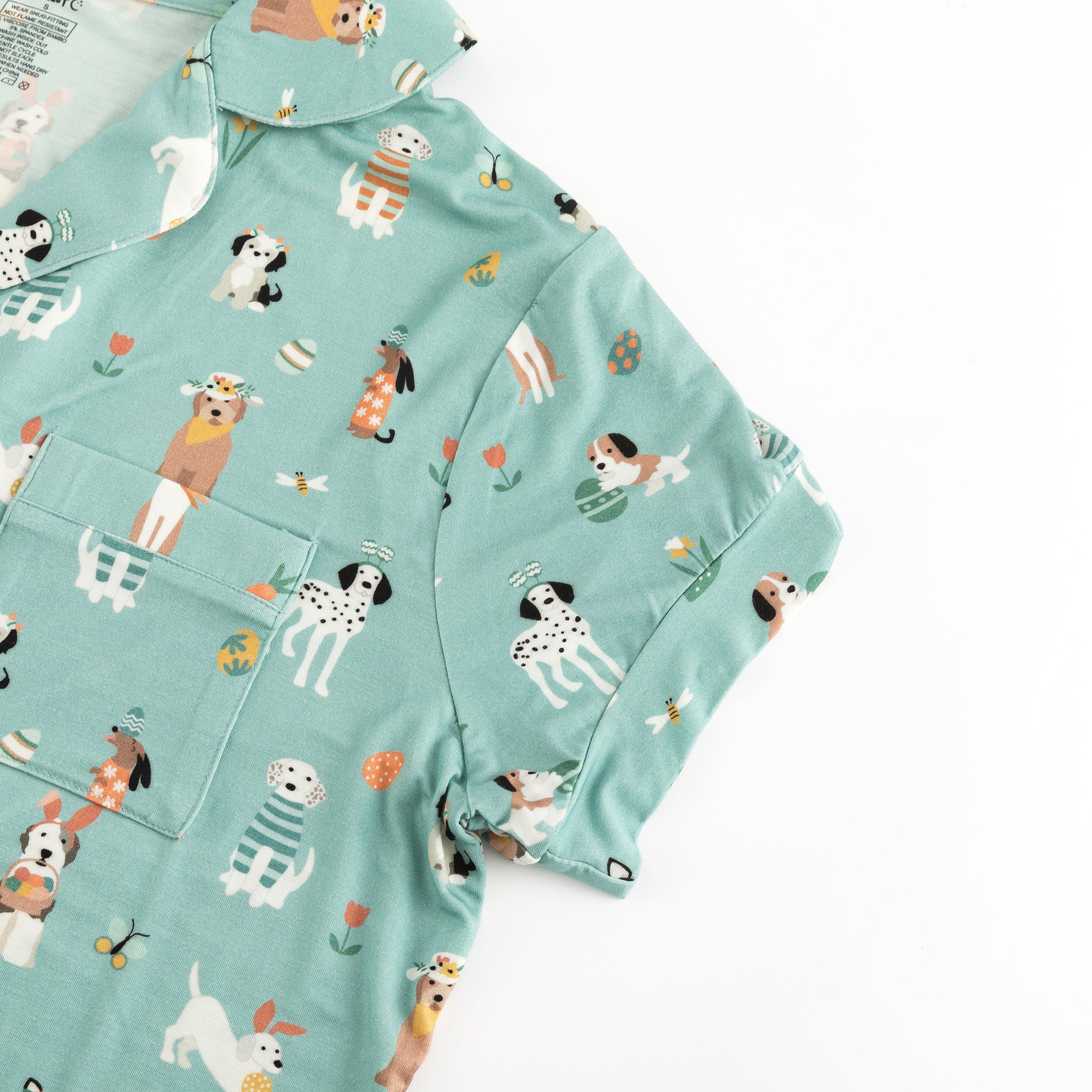 Puppy Egg Hunt (Women's Short Sleeve PJ) - Aquamarine - BIG FRENCHIES