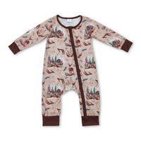 Long sleeves deer turkey baby boy zipper sleeper - BIG FRENCHIES