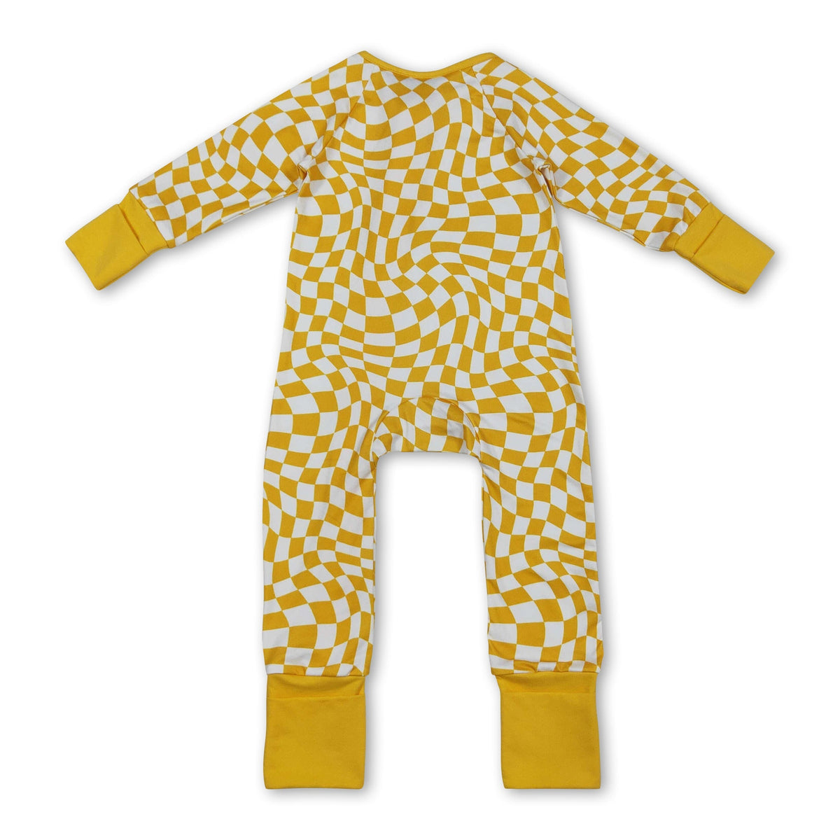 Long sleeves yellow plaid baby kids zipper sleeper - BIG FRENCHIES