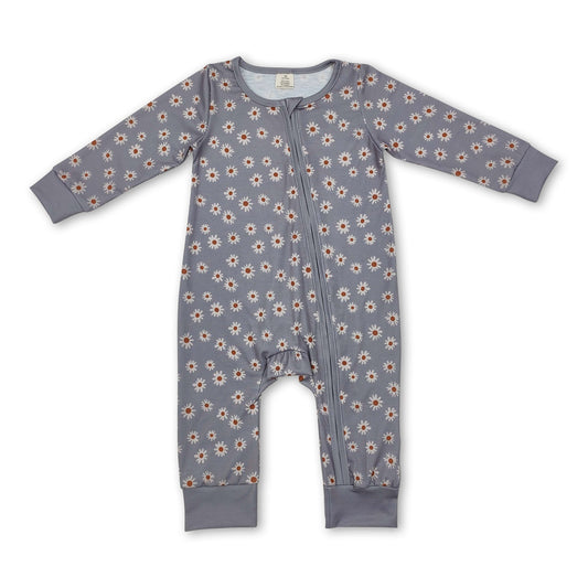 Long sleeves daisy baby girls zipper sleeper - BIG FRENCHIES
