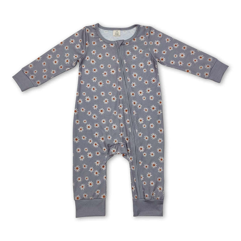 Long sleeves daisy baby girls zipper sleeper - BIG FRENCHIES