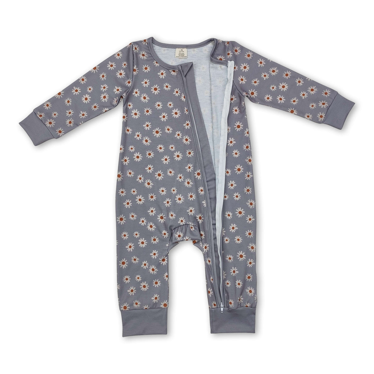 Long sleeves daisy baby girls zipper sleeper - BIG FRENCHIES