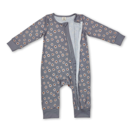Long sleeves daisy baby girls zipper sleeper - BIG FRENCHIES