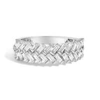 14K White Gold 7/8 Cttw Lab Grown Baguette Weave Design Band Ring