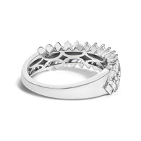 14K White Gold 7/8 Cttw Lab Grown Baguette Weave Design Band Ring