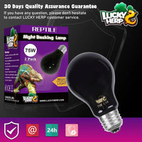 LUCKY HERP Reptile Night Heat Bulb 2 Pack 50W/75W UVA Heat Lamp E26