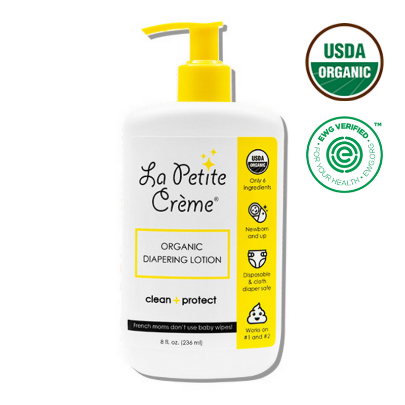 Organic French Diapering Lotion by La Petite Crème (Everyday Pump Bottle - 8 oz)