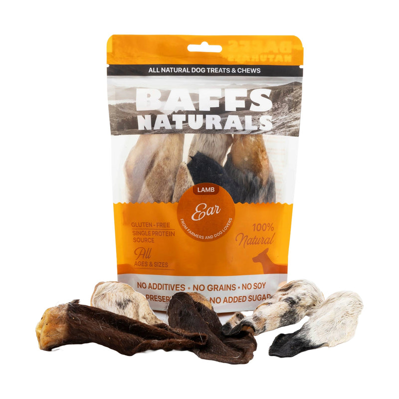 BAFFS NATURALS All-Natural Premium Lamb Ear Dog Chews – (3.5oz Bag) - BIG FRENCHIES