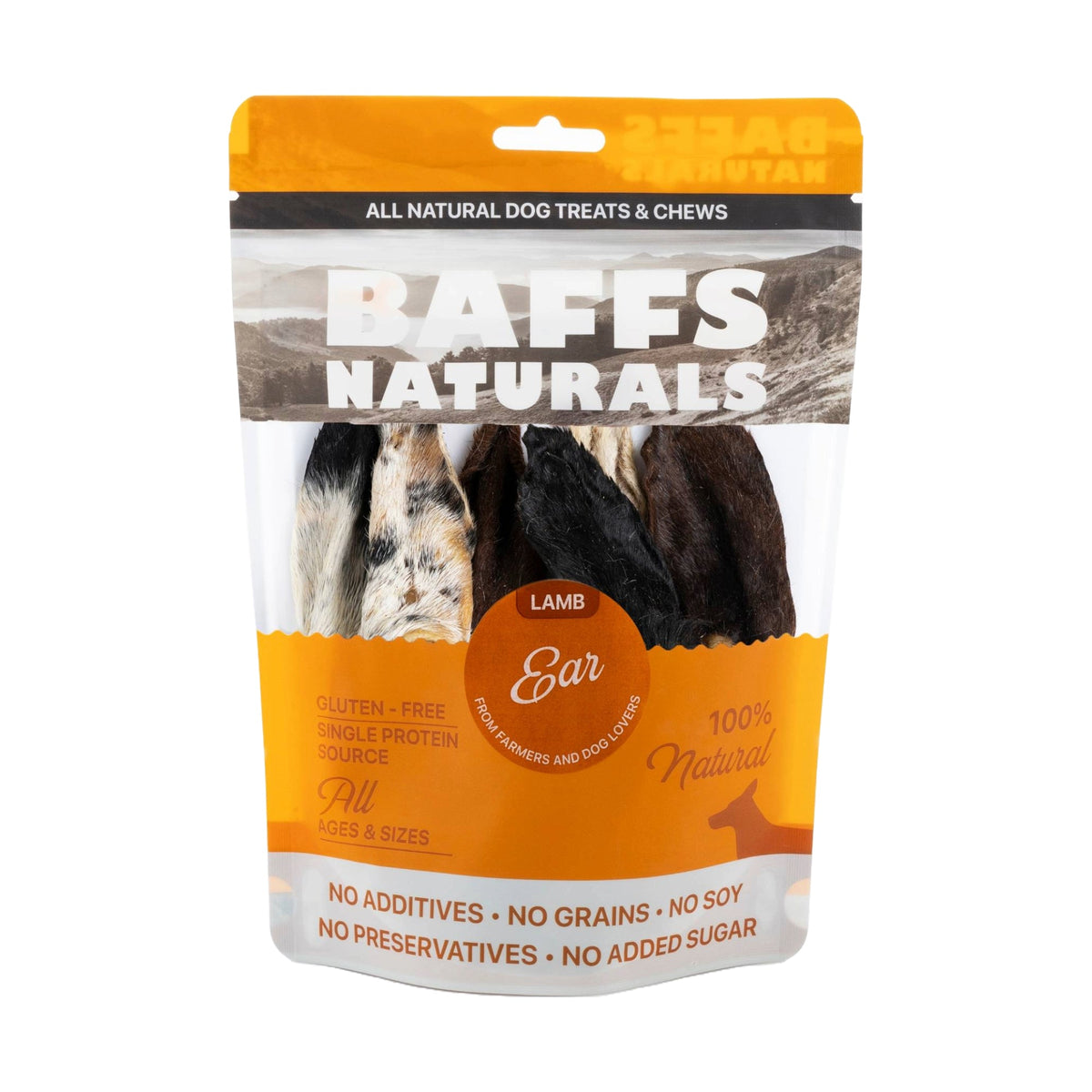 BAFFS NATURALS All-Natural Premium Lamb Ear Dog Chews – (3.5oz Bag) - BIG FRENCHIES