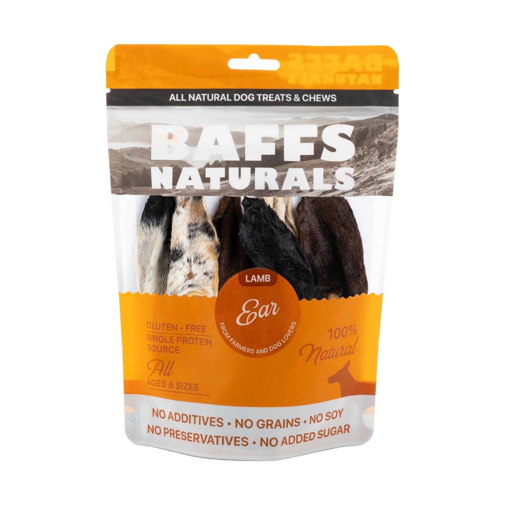 BAFFS NATURALS All-Natural Premium Lamb Ear Dog Chews – (3.5oz Bag) - BIG FRENCHIES