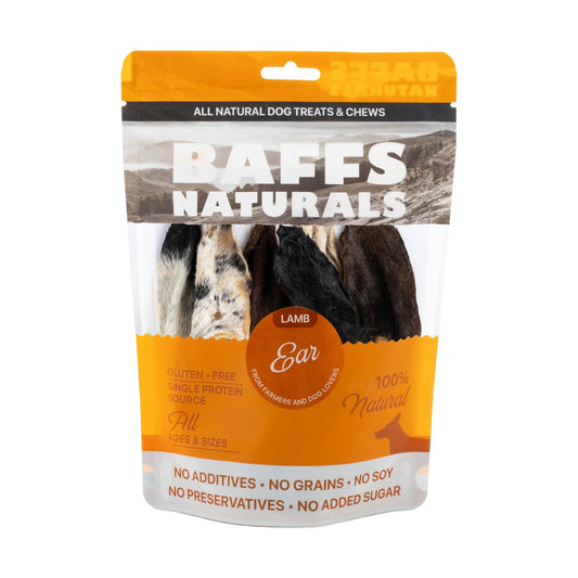 BAFFS NATURALS All-Natural Premium Lamb Ear Dog Chews – (3.5oz Bag) - BIG FRENCHIES