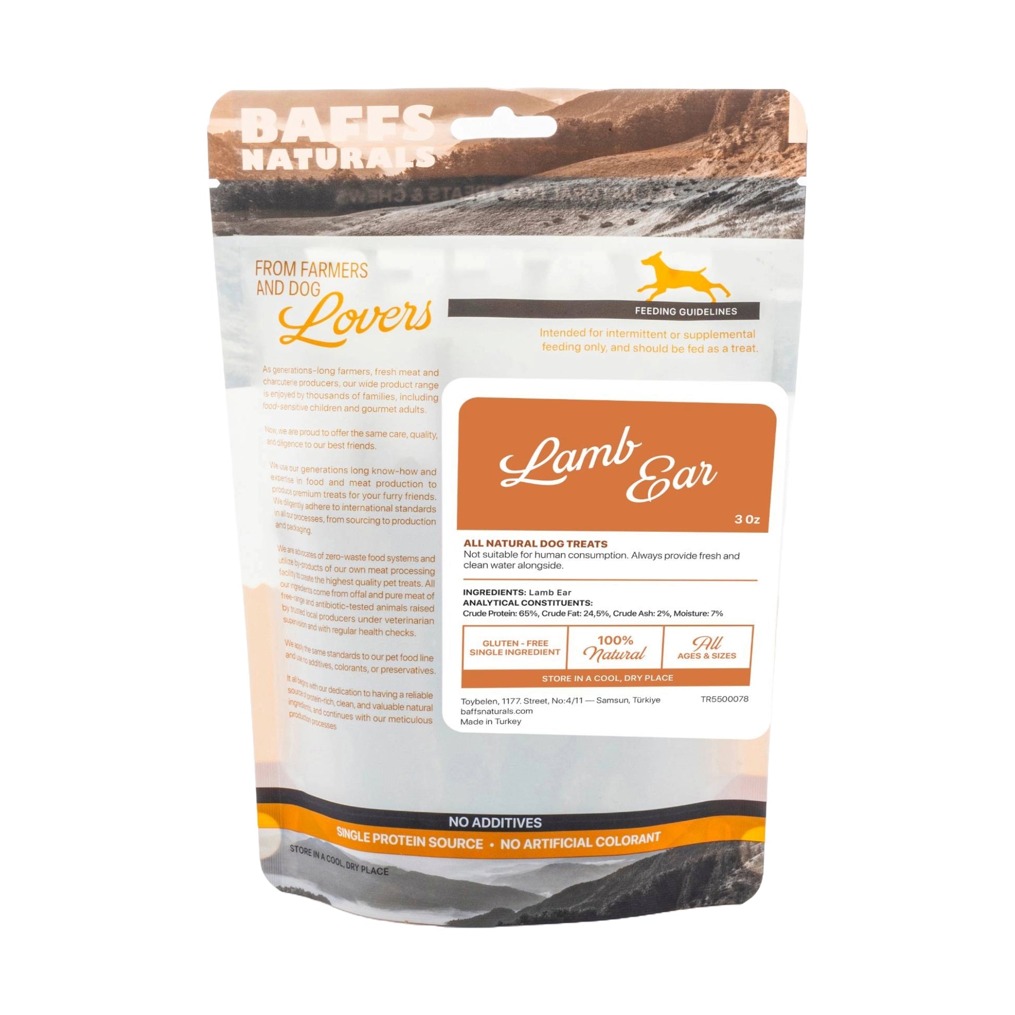 BAFFS NATURALS All-Natural Premium Lamb Ear Dog Chews – (3.5oz Bag) - BIG FRENCHIES