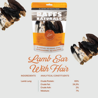 BAFFS NATURALS All-Natural Premium Lamb Ear Dog Chews – (3.5oz Bag) - BIG FRENCHIES