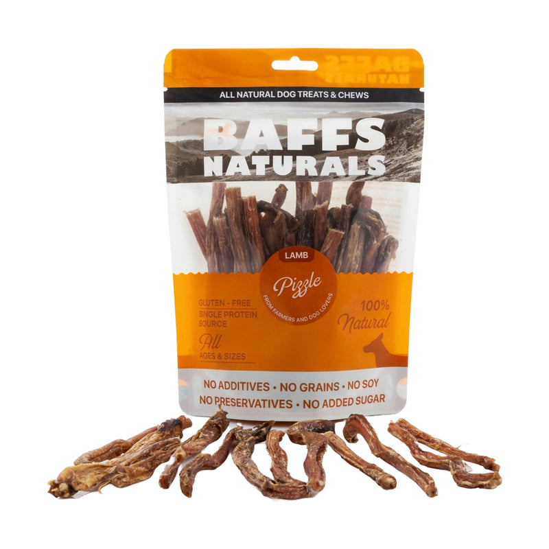 BAFFS NATURALS All-Natural Premium Lamb Pizzle Dog Chews – (8oz Bag) - BIG FRENCHIES