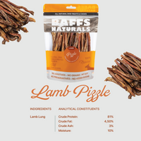 BAFFS NATURALS All-Natural Premium Lamb Pizzle Dog Chews – (8oz Bag) - BIG FRENCHIES