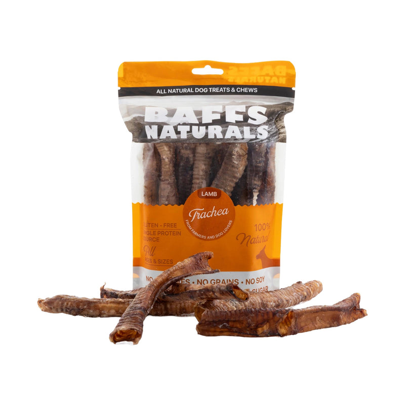 BAFFS NATURALS All-Natural Premium Lamb Trachea Dog Chews – 2 Pack (10 Chews Each) - BIG FRENCHIES