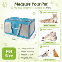 Large Dual Cat Carrier 38lb Capacity Soft Sided Pet Travel Bag w/ Divider & Mesh