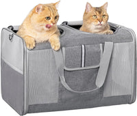 Large Dual Cat Carrier 38lb Capacity Soft Sided Pet Travel Bag w/ Divider & Mesh