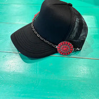 Large Black Aluminum & Red Concho Trucker Chain - BIG FRENCHIES