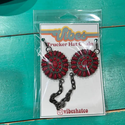 Large Black Aluminum & Red Concho Trucker Chain - BIG FRENCHIES
