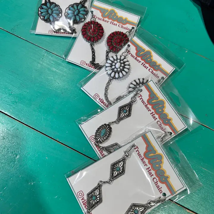 Large Silver & White Concho Trucker Chain - BIG FRENCHIES