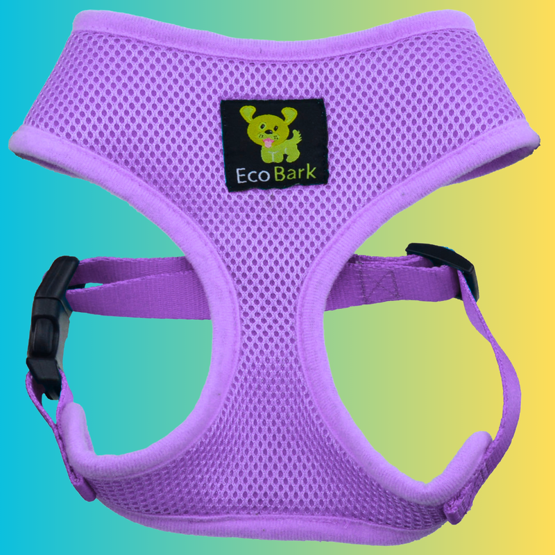 EcoBark Lavender Dog Harness - Over-the-Head Soft Mesh Vest Halter for XS to Medium Breed Dogs - BIG FRENCHIES