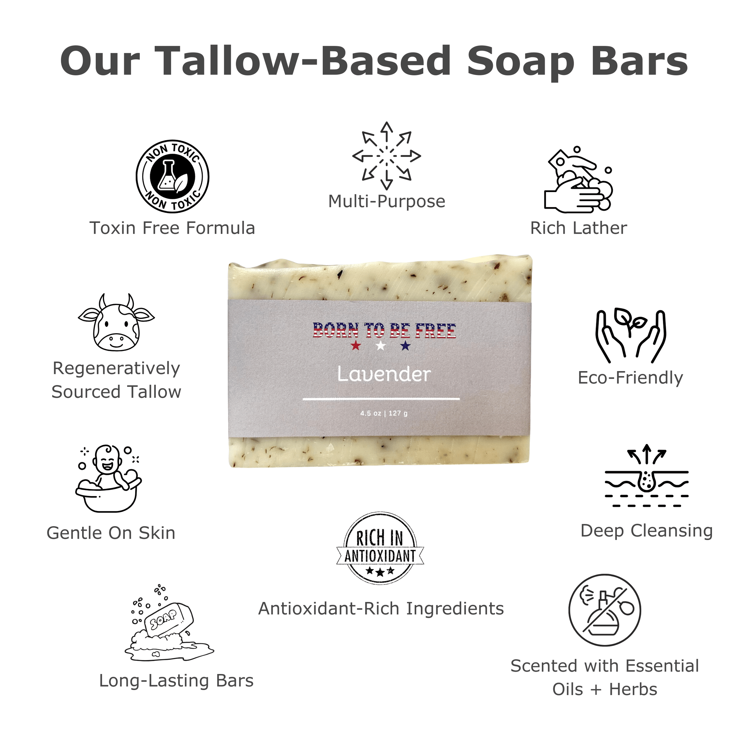Lavender Tallow Soap Bar - BIG FRENCHIES