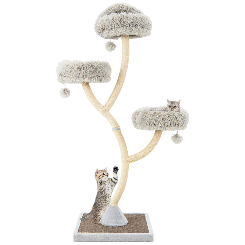 70" Tall Metal Cat Tree Tower with 3 Plush Perches & Sisal Scratching Posts - BIG FRENCHIES