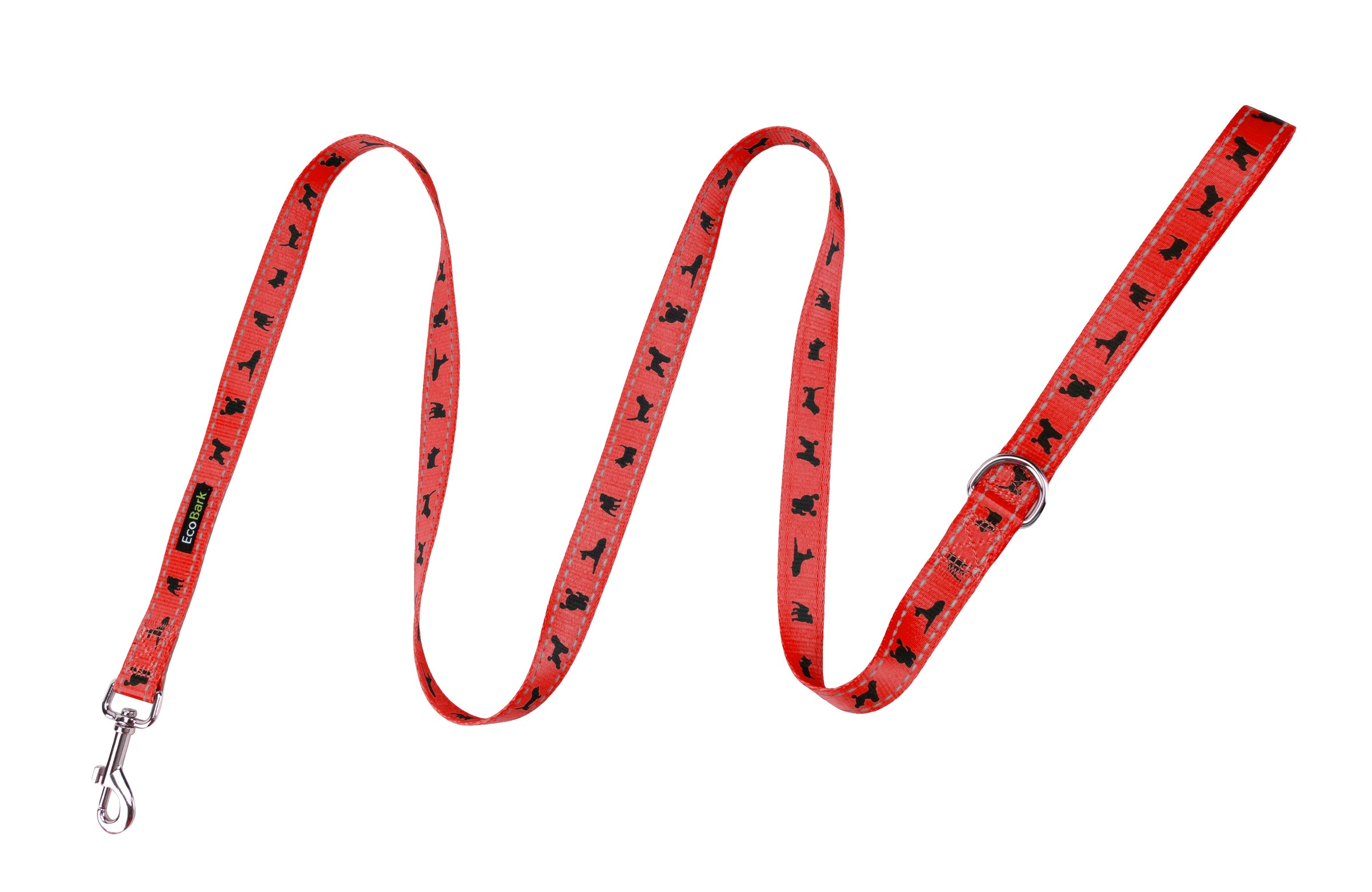 EcoBark Cherry Red Dog Leash- Padded Comfort Grip Leash with Dog Pattern - 4 ft, 5 ft, and 6 ft Leash for Small and Medium Dogs - BIG FRENCHIES