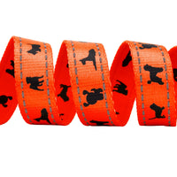 EcoBark Safety Orange Dog Leash- Padded Comfort Grip Leash with Dog Pattern - 4ft, 5ft, and 6ft Leash for Small and Medium Dogs - BIG FRENCHIES