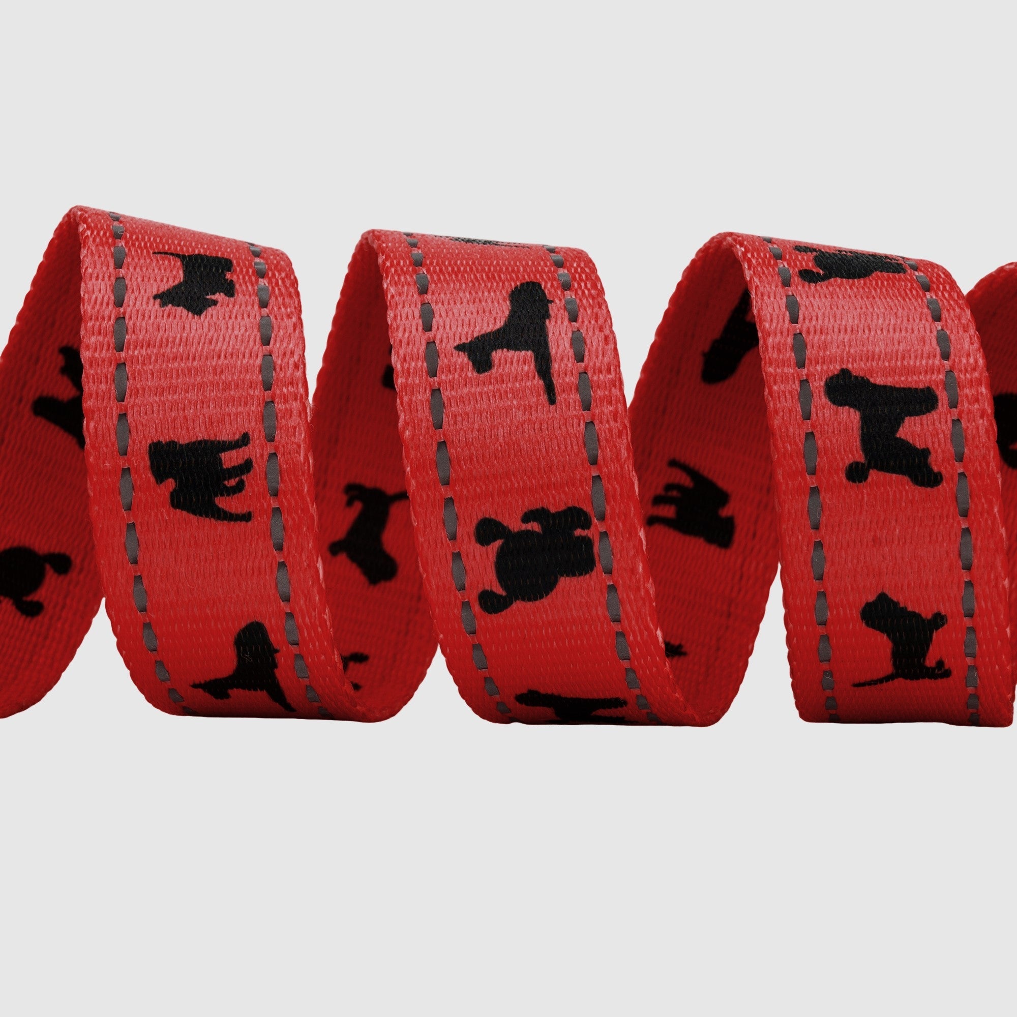 EcoBark Cherry Red Dog Leash- Padded Comfort Grip Leash with Dog Pattern - 4 ft, 5 ft, and 6 ft Leash for Small and Medium Dogs - BIG FRENCHIES