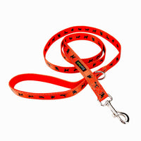 EcoBark Safety Orange Dog Leash- Padded Comfort Grip Leash with Dog Pattern - 4ft, 5ft, and 6ft Leash for Small and Medium Dogs - BIG FRENCHIES