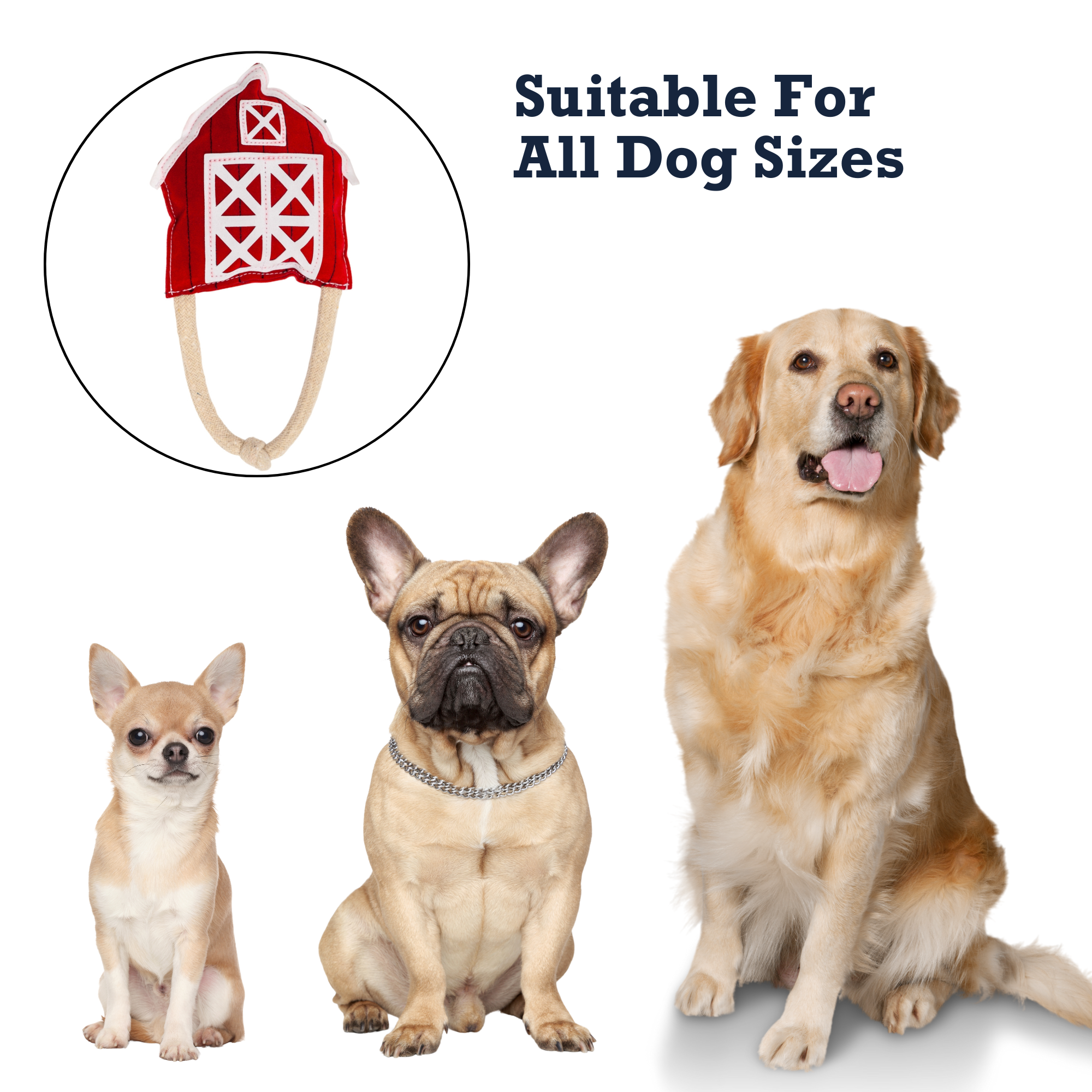 Country Living Faux Leather Red Barn Dog Chew Toy – Safe, Long-Lasting, and Non-Toxic - BIG FRENCHIES